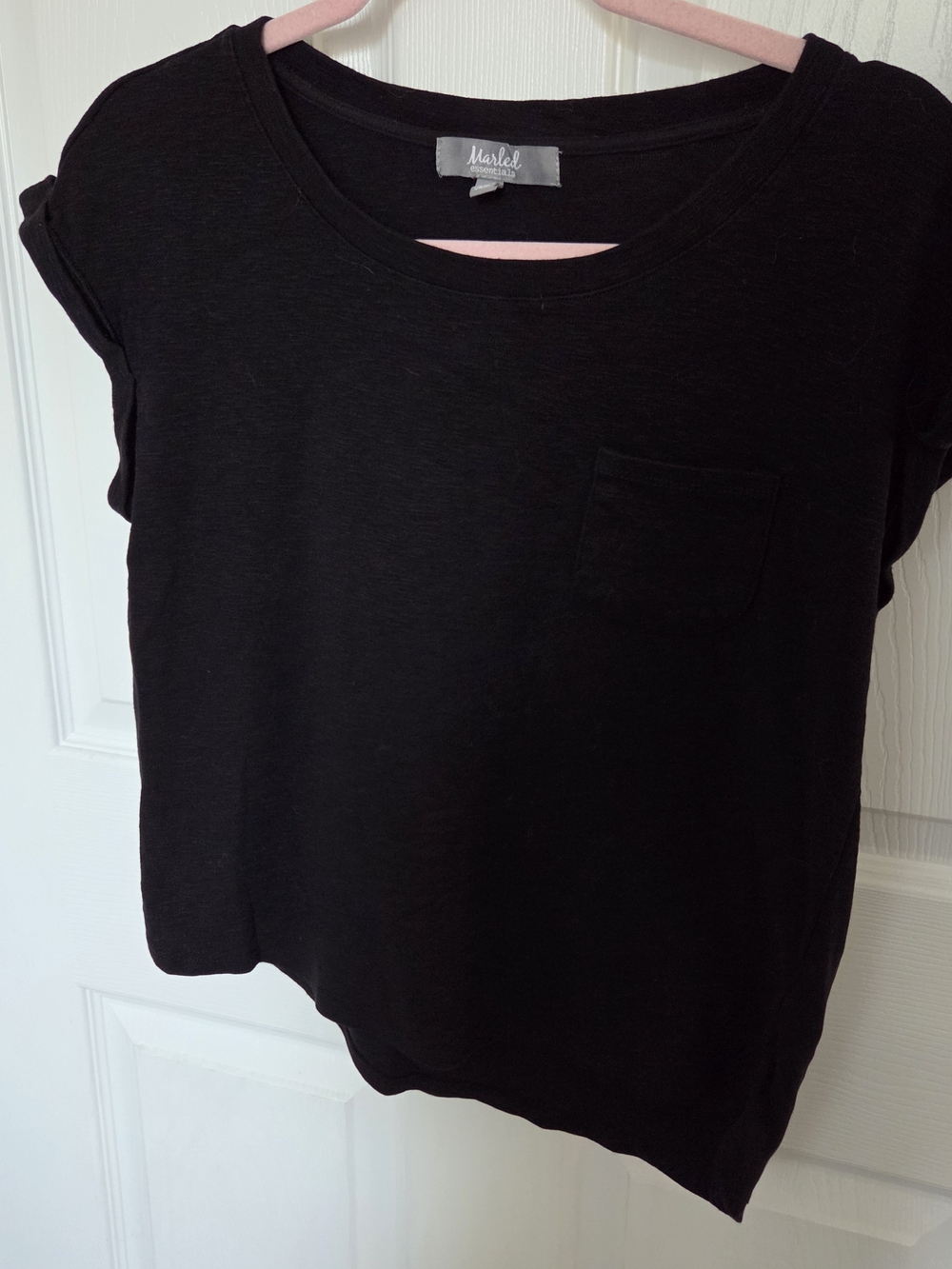Marled Black Short Sleeve Pocket Tee